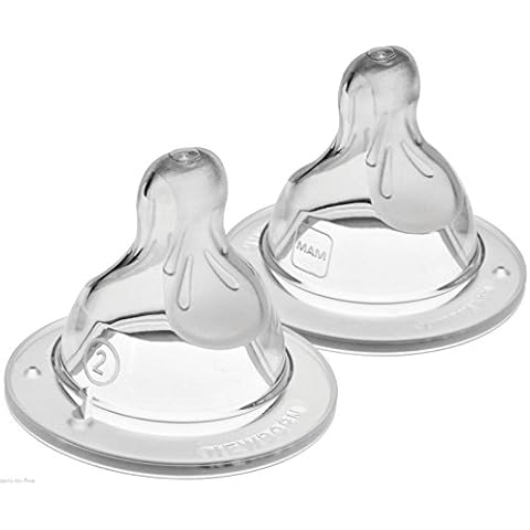 Juego de 2 tetinas MAM de silicona de flujo medio para biberón, sin BPA Cover
