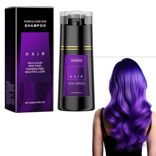 Hair Dye Shampoo 3 en 1, Champu Cubre Canas Mujer, Black Hair Dye Shampoo, Champú Tinte Cubre Canas, Champu Tinte Canas Mujer Hombre, Cubre Canas en Minutos Hombre (Púrpura, 200ml)