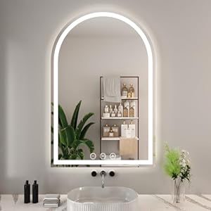 LED Bathroom Mirrors with Lights 24″x36″Arched Mirror for Wall,Anti-Fog,LED Mirrors with Front Light and Backlit, Memory Function for Vanity,Bathroom, Entryway, Living Room