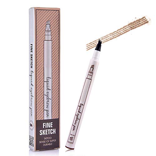 Tattoo Eyebrow Pen Waterproof Ink Gel Tint with Four Tips, Long Lasting Smudge-Proof Natural Hair-Like Defined Brows All Day (chestnut) (a2, aa)