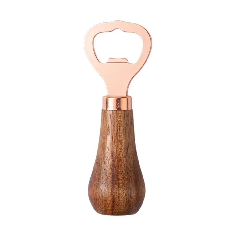 Ouvre-boîte de précision en acier inoxydable finition gold et manche en bois noble