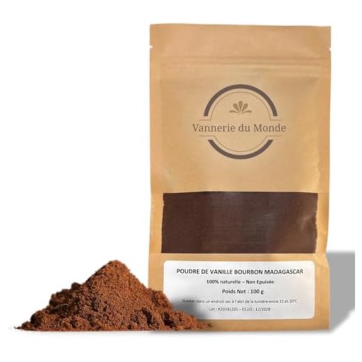 Vanillepulver aus Madagaskar 100g – 100% Bourbon Vanille gemahlen – Reines Naturprodukt ohne Zusätze – Intensives Aroma – Ideal zum Backen, Desserts & Getränke