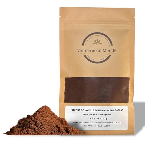 Vanillepulver aus Madagaskar 100g 100% Bourbon Vanille gemahlen Reines Naturprodukt ohne Zusätze Intensives Aroma Ideal zum Backen Desserts & Getränke
