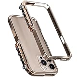 For IPhone 16/16 Plus/16 Pro/16 Pro Max用メタルバンパーケース、フルフレームアルミバンパー、背面カバーなし、メタルボタンケース付き, 16 pro max,Gold