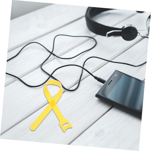 SEWACC 100 piezas reutilizables de sujetacables de gancho y bucle resistentes, organizadores de cables para escritorio y gestión de cables eléctricos, amarillos 12 mm x 300 mm para uso en hogar y oficina miniatura 7