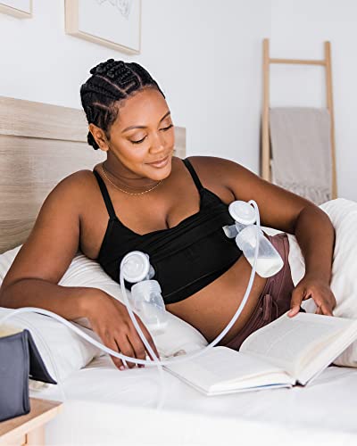 Kindred Bravely Sublime Bamboo Lounge & Sleep Pumping Bra | Hands-Free Pumping & Nursing Sleep Bra (Black, Medium) #TOP5