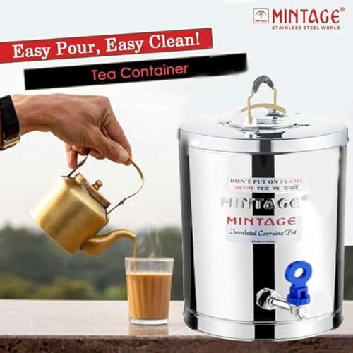 Image of Mintage Alpine Tea Container 5 Liters Stainless Steel Insulated | Leakproof Durable | Heat Retention Lightweight | Storage Solution | Beverage Preservation | Teapot Dispenser Jar | Canteen Chai Kettle
