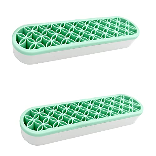 Image of TANG SONG 2 PCS Silicone Make up Brush Holder Cosmetic Storage Box Desktop Organizers (Green)