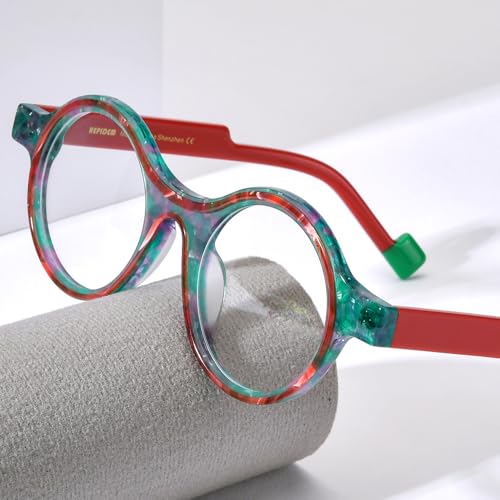 Image of HEPIDEM Multicolor Acetate Glasses Frame Women,Oversize Round Optical Eyeglasses 9345