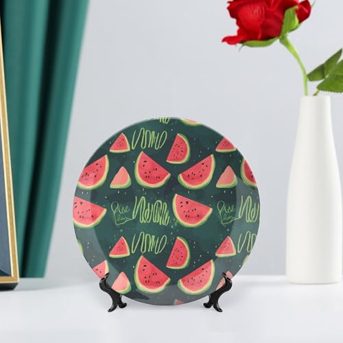 Assiette décorative en céramique imprimée melon avec support pour salon - 7