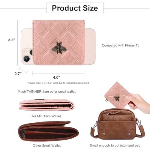 Image of Womens Wallet RFID Blocking Small Compact Bifold Genuine Leather Pocket Wallet Mini Wallets for Women Ladies Purse