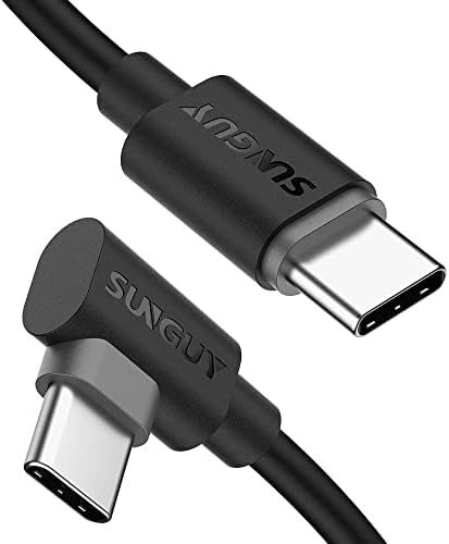 SUNGUY USB C to USB C Cable 1FT [2Pack], Right Angle 90 Degree Type C to C 60W PD Fast Charge Compatible for Samsung Galaxy S21 S20 S10, MacBook Air/Pro, iPad Pro 2020, Pixel 4/3 XL : Electronics