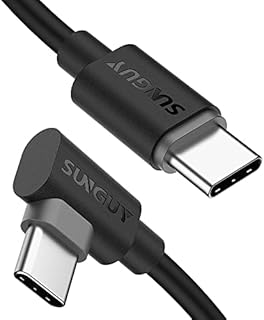 SUNGUY USB C to USB C Chager Cable Short [0.3m x2] Right Angle USB Type C to Type C 60w Fast Charging Cable Data Lead Compatible with Galaxy S22/A13, Huawei,Redmi,MacBook Pro,iPad Pro,MacBook Air