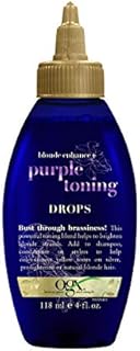 OGX Blonde Enhance + Purple Toning Drops, Blonde Toning to Personalize Your Blonde, Silver, Pre-lightened, Natural Blonde Hair, with Keratin, Sulfate Surfactant Free, Paraben Free, 4oz