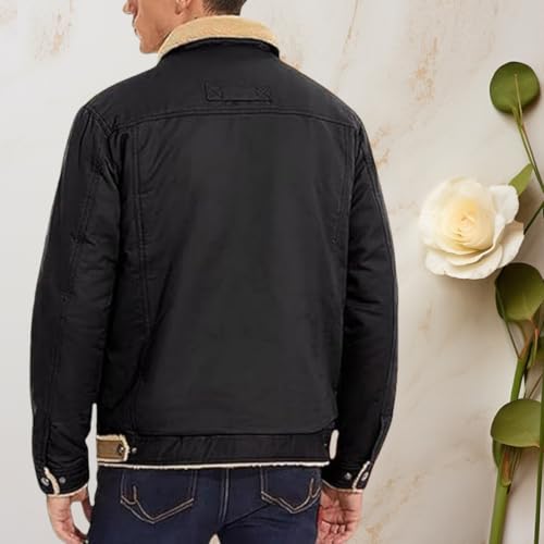 Bullhorns Men's Fleece-Lined Cotton Casual Jacket, Bullhorn Mens Fleece Jacket, Mens Retro Western Jacket3