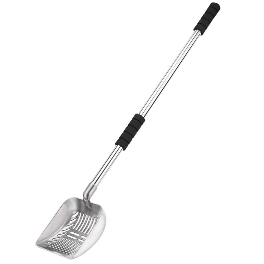 Cuchara De Arena para Gatos De Metal con Pala Profunda Y Mango Largo Tamiz De Arena para Gatos Antiadherente De Acero Inoxidable Desmontable