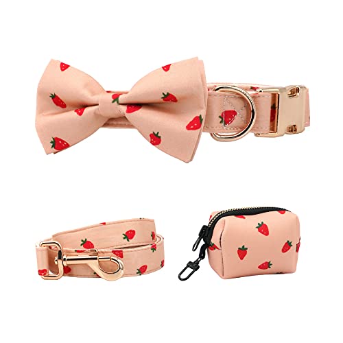 Strawberry Dog Collar with Bow, Dog Bow Collar Leash ,Dog ...