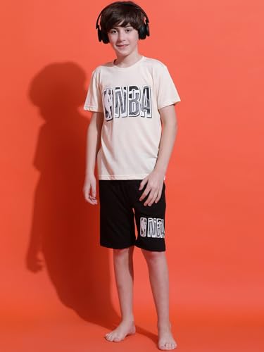 Image of Li'l Tomatoes Boys 100% Cotton Night Suit | Summer T-Shirt & Shorts Set | Soft & Breathable Sleepwear | 9-16 Years
