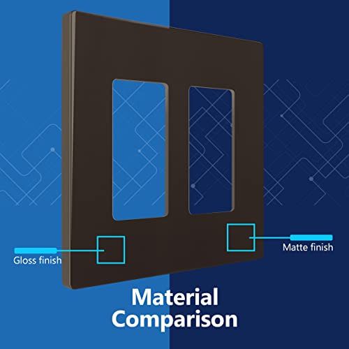 Image of LIDER Decorator Switch Cover, Screwless Wall Plate, Mid-Size 2-Gang 4.88 inch x 4.92 inch, LSWP-32M-BR, UL Listed, Thermoplastic, Matte Brown, 1-Pack