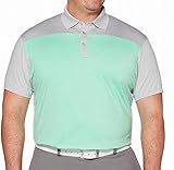 Callaway Men' Ventilated Heathered Color Block Short Sleeve Golf Polo Shirt