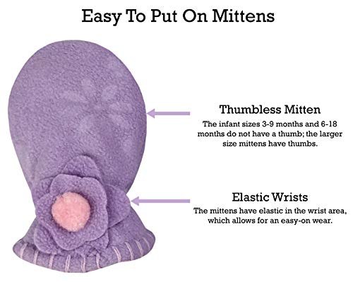 N'ice Caps Little Girls And Baby Colorful Prints Fleece Hat Mittens Winter Set (Lavender Floral Hearts Infant, 1-2T) #TOP2