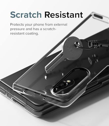 Image of amazon basics Compatible with Samsung Galaxy Z Fold 3 Case Cover Transparent Non-Slip Hard PC Shockproof Bumper Protective Back Cover - Clear