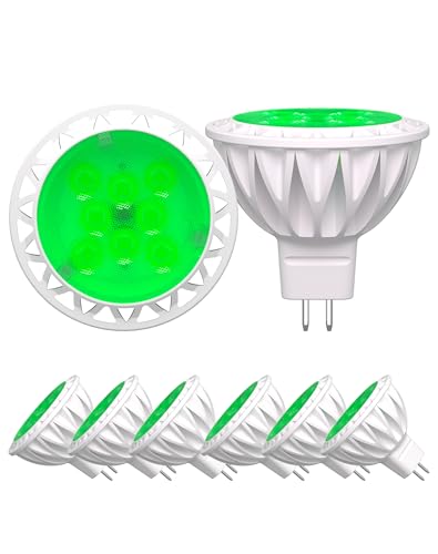 6-Pack MR16 Green LED Bulbs-Natural 5W 50W Halogen GU5.3 Base