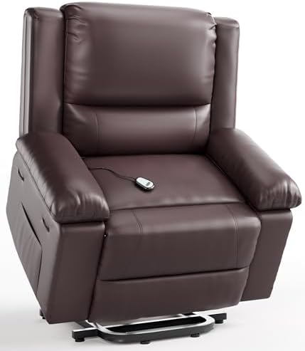 GarveeHome Power Lift Recliner Chair - Heat and Massage, Faux PU Electric Lift Recliner for Elderly & Mobility Impaired, Adjustable Back and Legs, Heavy Duty Lift Chair for Seniors