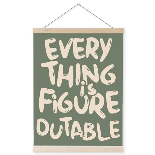 YQDEJ Everything is Figureoutable Inspirational Wall Art Poster Hanger Frame,