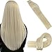 Produktbild LaaVoo Echthaar Extensions Tressen Set Gebleichtes Blond Haarverlangerung Weaving Extensions Naturlich Glatt Echthaar Blond Tressen 100Gramm #613 14 Zoll/35cm