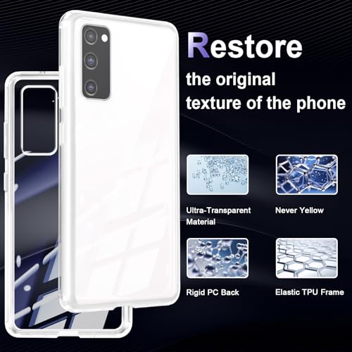 Image of Case for Samsung Galaxy S20 FE, Military Grade Drop Protection Phone Case, Yellowing Resistant, Anti-Scratch Hard PC Back, Shockproof Hard Ultra-Thin Protective Cover, Clear