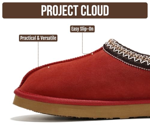 Image of Project Cloud 100% Genuine Leather Shearling Slippers for Women (Nerita) | Australian Fur Lining Memory Foam Insole Non Slip EVA Sole Fuzzy Plush House Shoes Warm Cozy Indoor Footwear Everyday Comfort