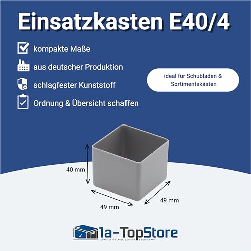 1a-TopStore 10 Stk. Einsatzkästen Einsatzboxen Schubladen-Einsatzkasten Sortierboxen, 32 Größen, 5 Farben (grau, 49x49x40 mm) – Ansicht 4