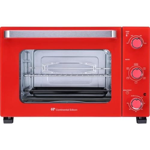CONTINENTAL EDISON CEMF35R - Mini horno el�ctrico 35L rojo - 1500W - Asador, Circulaci�n natural