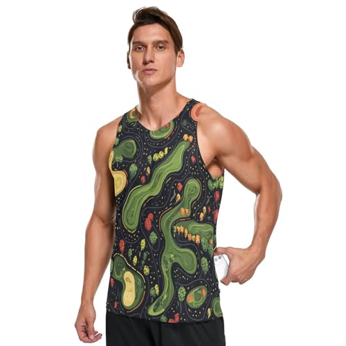 QUGRL Sleeveless Men's Muscle Shirts Abstract Landscape Design Elements Quick