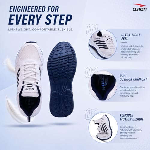 Image of ASIAN Wonder-21 Men's Running Shoes | Lace-Up Shoes with Lightweight Mesh Upper | Cushioned Comfort & Durable Grip for Daily Use