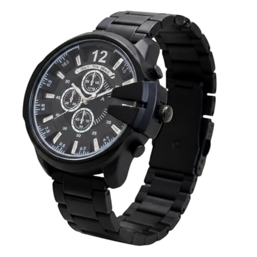 Image of Modern Armor Chronograph Wrist Watch for Men | Heavy Dial Stylish Analog Watch | Premium Black Metal Strap | Available in Black & White Dial inch