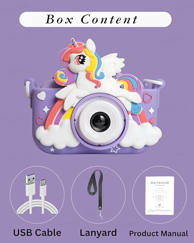 Image of Digital Camera for Kids | Cute Unicorn Design 2-Inch HD Screen with 1080MP Video Recorder, Photo & Selfie Mode | Fun Learning Toy for Boys and Girls, Best Gift for Kids