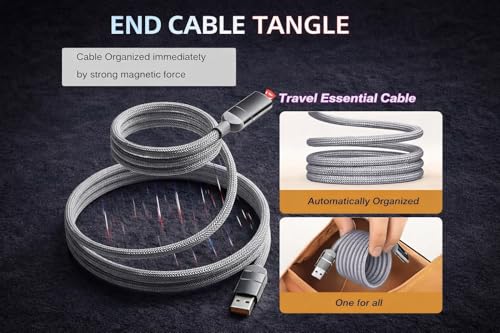TeraaBliss 240W Magnetic USB C Cable 1.2M, Grey 70 g - Image 4