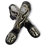 Top King Boxing Muay Thai Shin Guards Protector Protection (Empower Black, L)