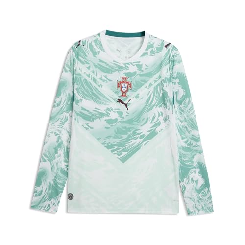 PUMA Mens FA Portugal Away Long Sleeve Jersey Replica White-Green Lagoon SS26 Large Fpf Replica Ls