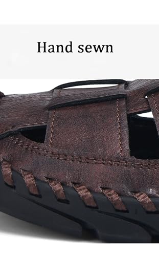 Men's Sandals Mens Closed Toe Leather Sandals Outdoor Adjustable Fisherman Hiking2