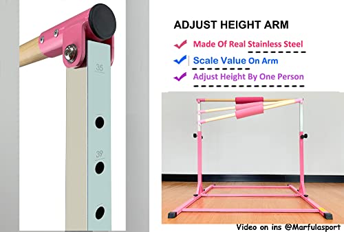 Marfula Gymnastics Bar Set Horizontal Kip Bar With Fiberglass Rail & 304 Stainless Steel Arms For Kids And Gymnast Exercise Home And Gym Club Use #TOP2