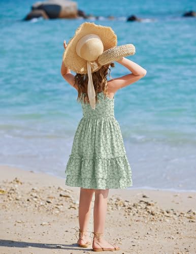 Image of Arshiner Girls Cami Summer Dress Boho Sleeveless Casual Sundress with Pockets for 4-12 Y