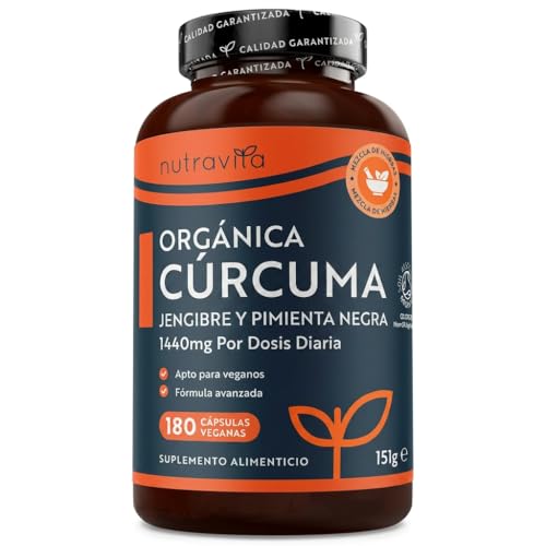 Nutravita Cúrcuma Orgánica con Jengibre y Pimienta Negra - 180 Cápsulas Veganas, 3 meses - Cúrcuma en Cápsulas Bio con Extracto de Curcumina Ecológica para Inflamación, problemas Digestivos