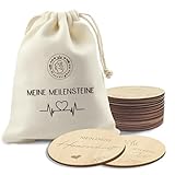 Marvelights Holz Meilensteinkarten Baby 16 beidseitig bedruckte Karten mit 32 Meilensteinen | Perfekt für Neugeborene, Babyparty & erste Lebensjahre | Geschenk für werdende Mütter & Eltern