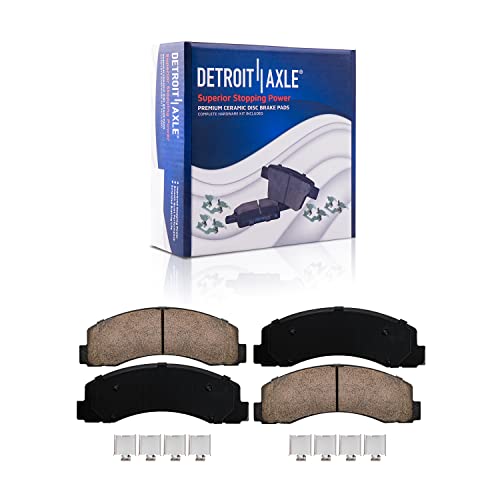Image of Detroit Axle - Front Brake Kit for 2WD 2011-2014 Ford F-150 Expedition | Lincoln Navigator Drilled Slotted Disc Brake Rotors Ceramic Brake Pads Replacement Wheel Bearing Hubs