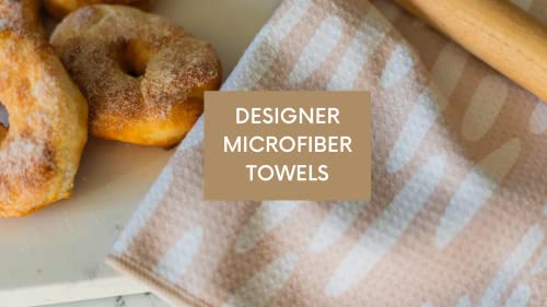 Desert Aqua || 3 Pack|| Kitchen Towels || Dish Towels || Tea Towels || Highly Absorbent || Hanging Loop || Dish Cloths || Modern || Designer Prints (Beige/Black) #TOP1