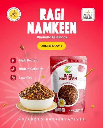 Image of GO LIFE Ragi Namkeen (250G) | Healthy & Tasty Millet Snack | Roasted Not Fried, Protein-Rich, High Fiber, Gluten-Free, Zero Preservatives | Perfect Diet Snack | Anytime Snacking