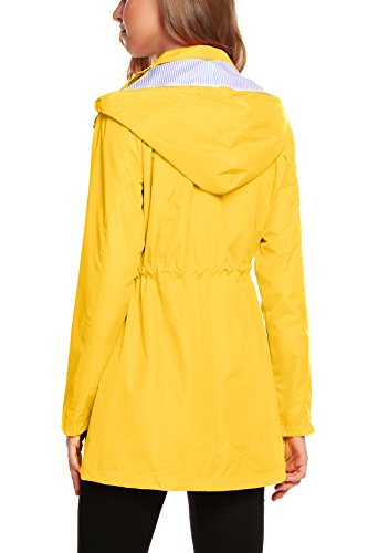 ZHENWEI Womens Lightweight Hooded Waterproof Active Outdoor Rain Jacket S-XXL (M, Yellow)